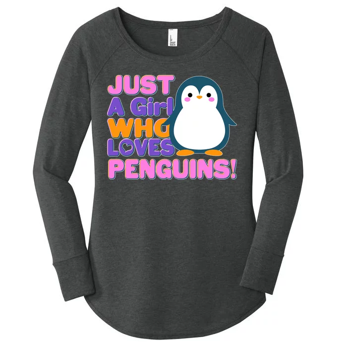 Cute Just A Girl Who Loves Penguins Women's Perfect Tri Tunic Long Sleeve Shirt