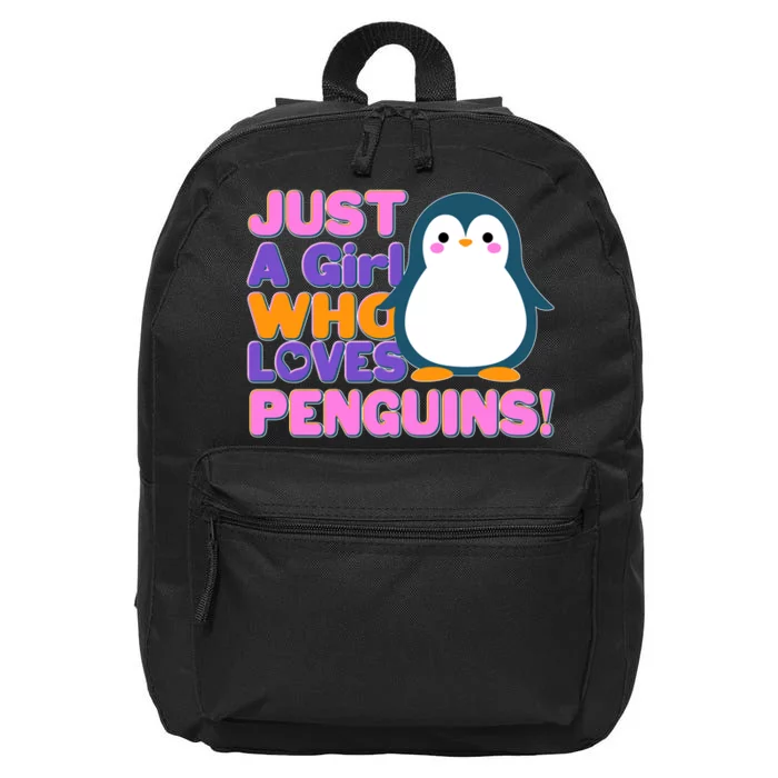 Cute Just A Girl Who Loves Penguins 16 in Basic Backpack