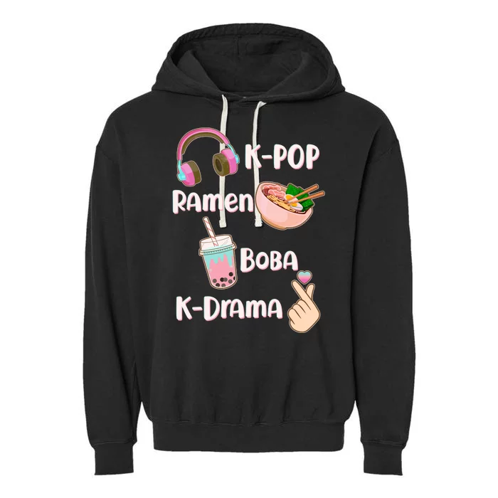 Cute K-Pop Raman Boba K-Drama Garment-Dyed Fleece Hoodie