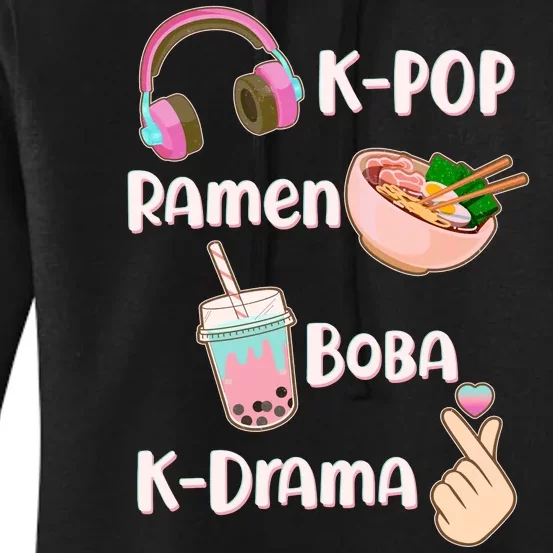 Cute K-Pop Raman Boba K-Drama Women's Pullover Hoodie