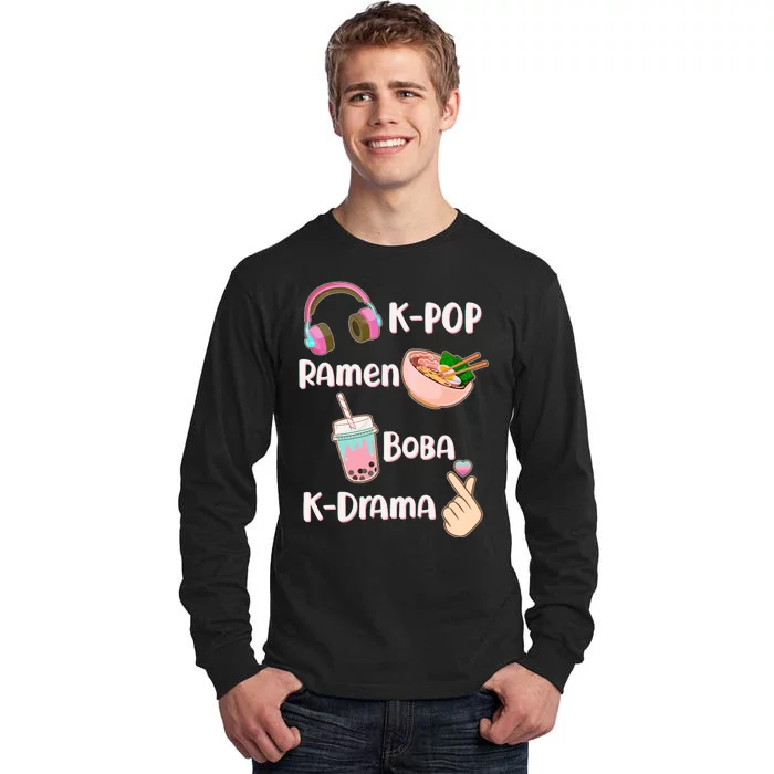 Cute K-Pop Raman Boba K-Drama Tall Long Sleeve T-Shirt