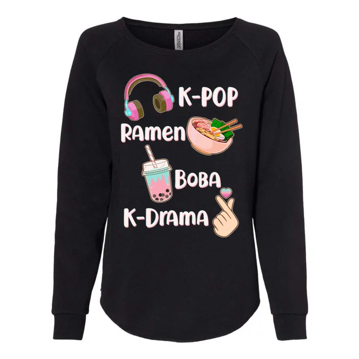 Cute K-Pop Raman Boba K-Drama Womens California Wash Sweatshirt