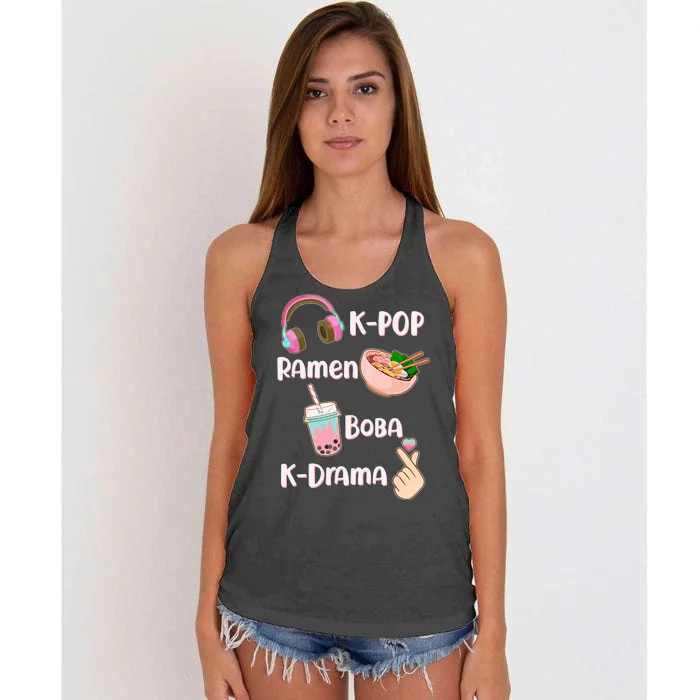 Cute K-Pop Raman Boba K-Drama Women's Knotted Racerback Tank