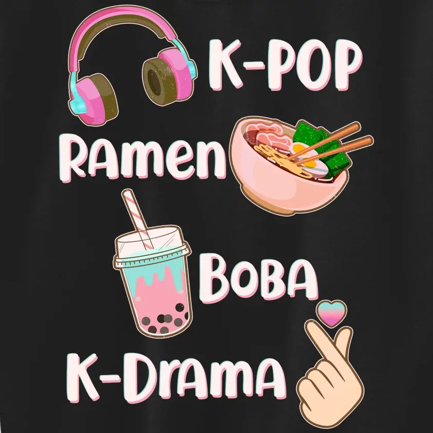 Cute K-Pop Raman Boba K-Drama Kids Sweatshirt