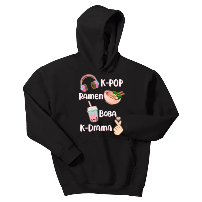 Cute K-Pop Raman Boba K-Drama Kids Hoodie