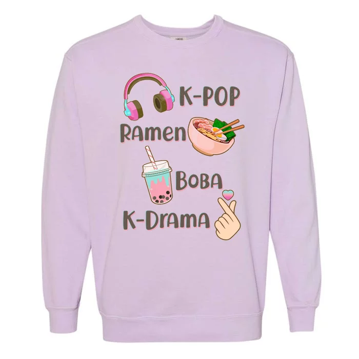 Cute K-Pop Raman Boba K-Drama Garment-Dyed Sweatshirt