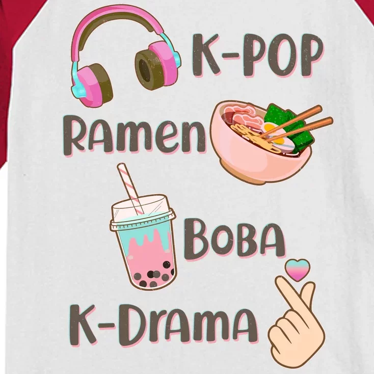 Cute K-Pop Raman Boba K-Drama Kids Colorblock Raglan Jersey