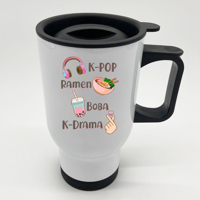 Cute K-Pop Raman Boba K-Drama Front & Back Stainless Steel Travel Mug