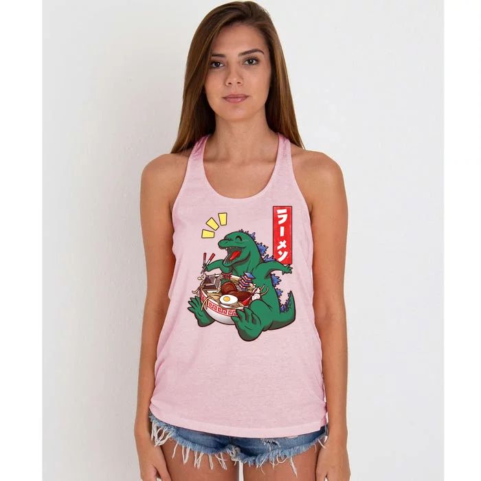 Cute Kaiju Ramen Women's Knotted Racerback Tank