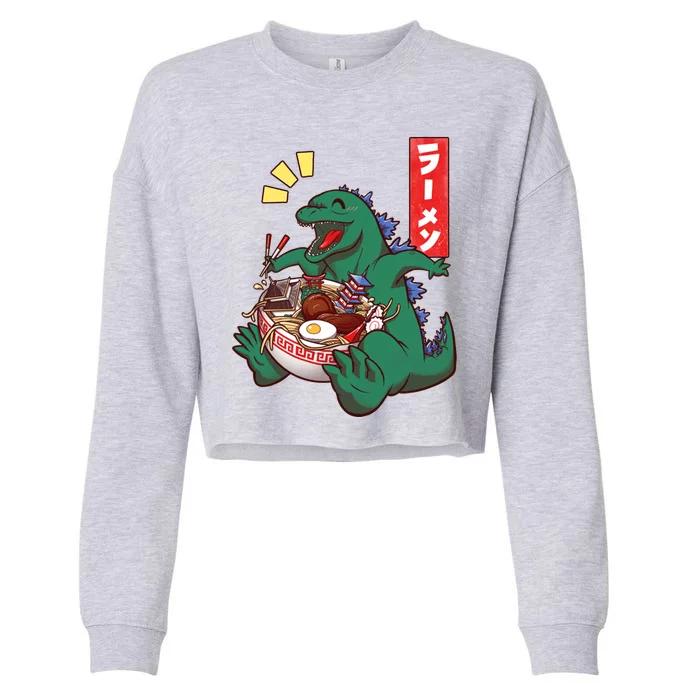 Cute Kaiju Ramen Cropped Pullover Crew