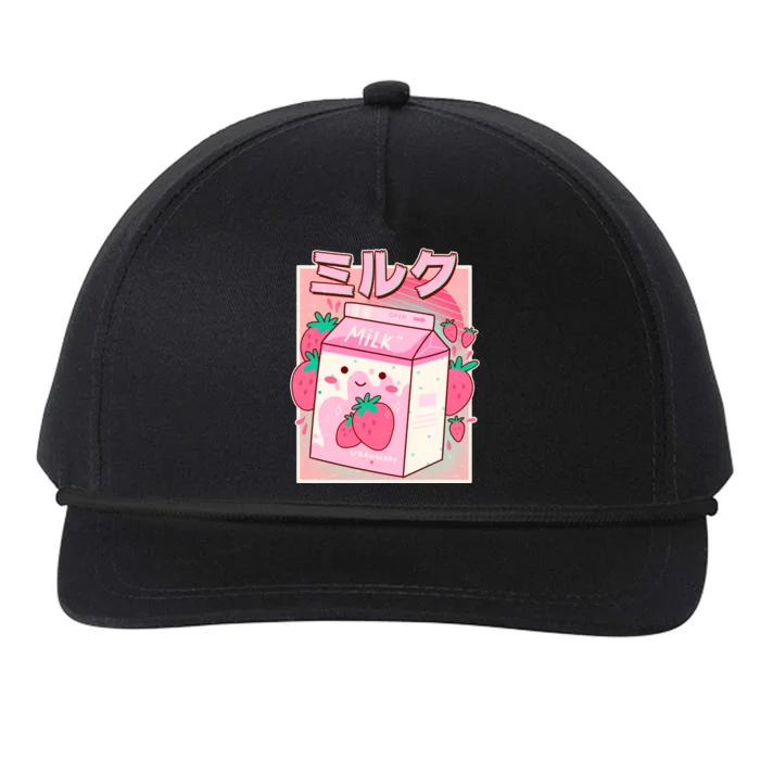 Cute Kawaii Japanese Strawberry Milk Snapback Five-Panel Rope Hat