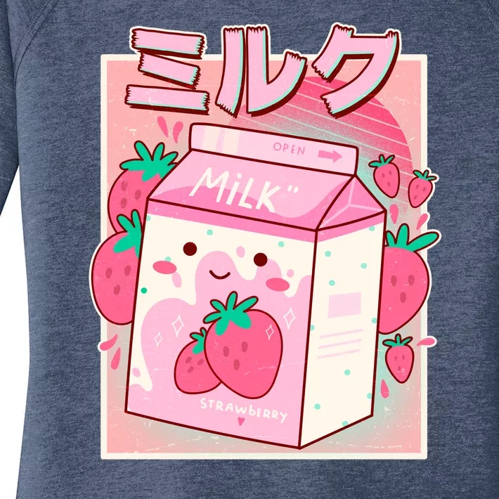 Cute Kawaii Japanese Strawberry Milk Women's Perfect Tri Tunic Long Sleeve Shirt