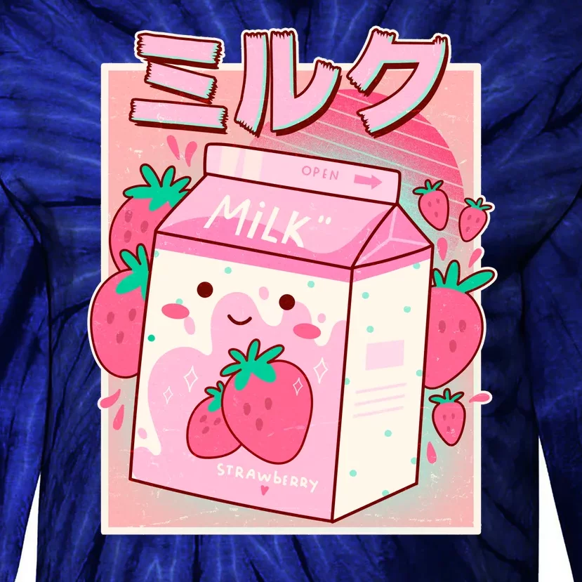 Cute Kawaii Japanese Strawberry Milk Tie-Dye Long Sleeve Shirt