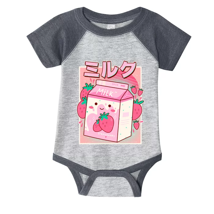 Cute Kawaii Japanese Strawberry Milk Infant Baby Jersey Bodysuit