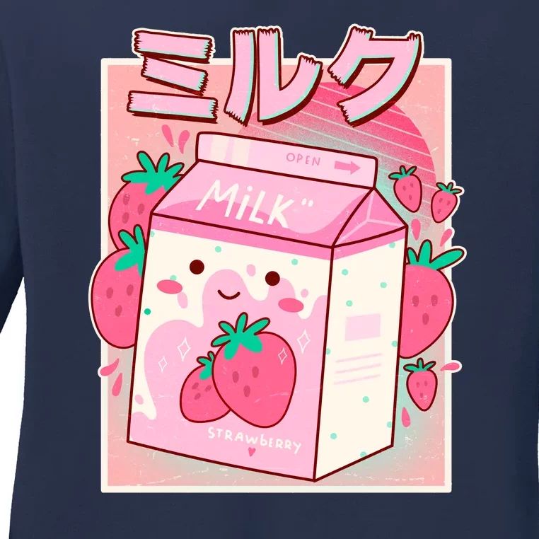 Cute Kawaii Japanese Strawberry Milk Ladies Long Sleeve Shirt