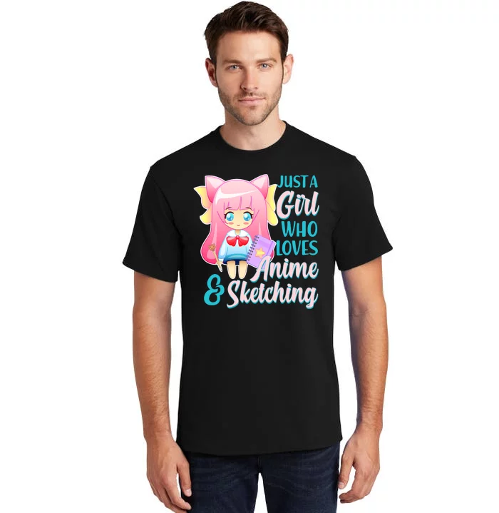 Cute Kawaii Just a Girl Who Loves Anime and Sketching Tall T-Shirt