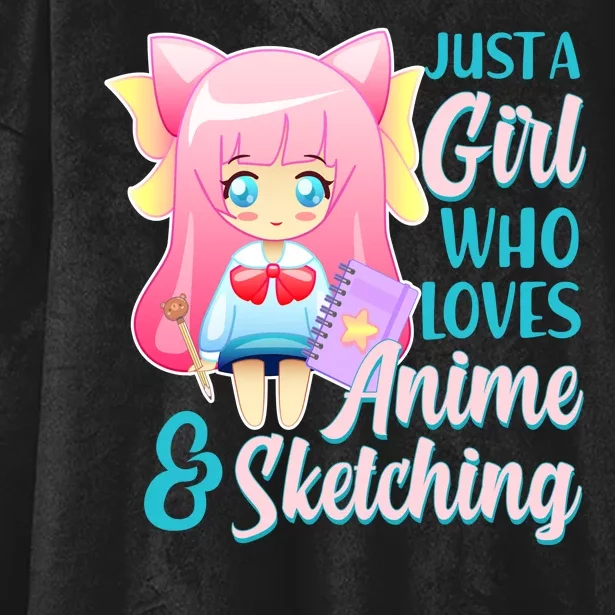 Cute Kawaii Just a Girl Who Loves Anime and Sketching Hooded Wearable Blanket