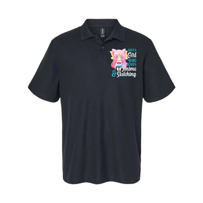 Cute Kawaii Just a Girl Who Loves Anime and Sketching Softstyle Adult Sport Polo