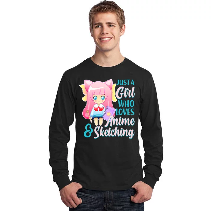 Cute Kawaii Just a Girl Who Loves Anime and Sketching Tall Long Sleeve T-Shirt