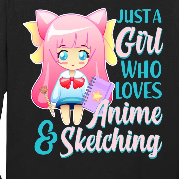 Cute Kawaii Just a Girl Who Loves Anime and Sketching Tall Long Sleeve T-Shirt