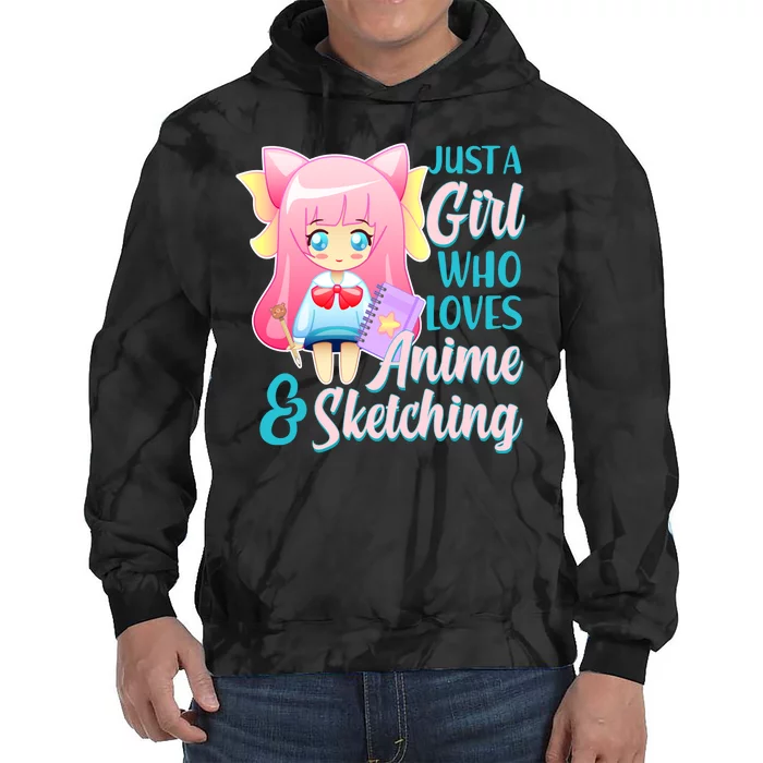 Cute Kawaii Just a Girl Who Loves Anime and Sketching Tie Dye Hoodie