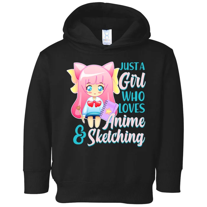 Cute Kawaii Just a Girl Who Loves Anime and Sketching Toddler Hoodie