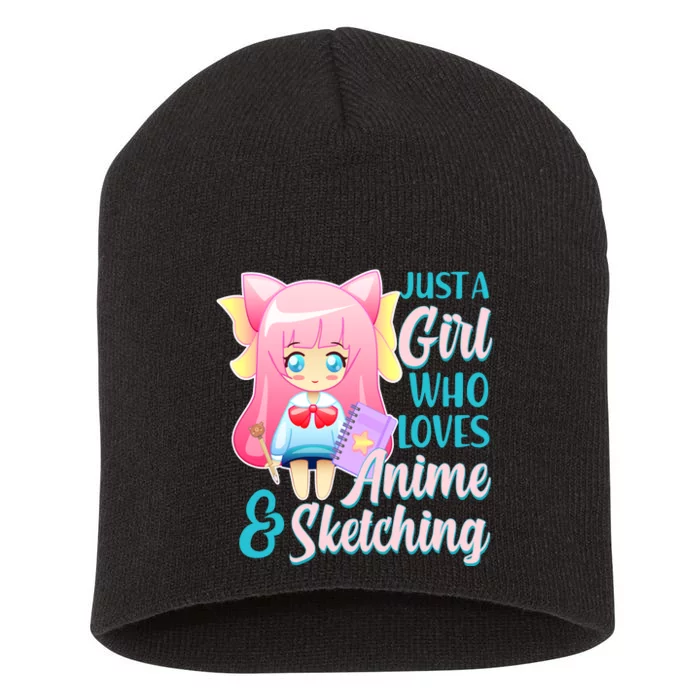 Cute Kawaii Just a Girl Who Loves Anime and Sketching Short Acrylic Beanie