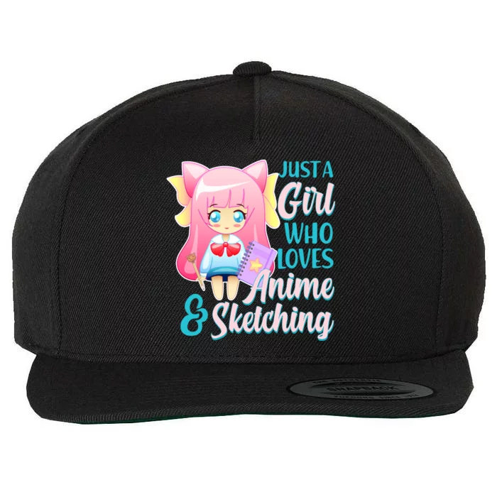 Cute Kawaii Just a Girl Who Loves Anime and Sketching Wool Snapback Cap