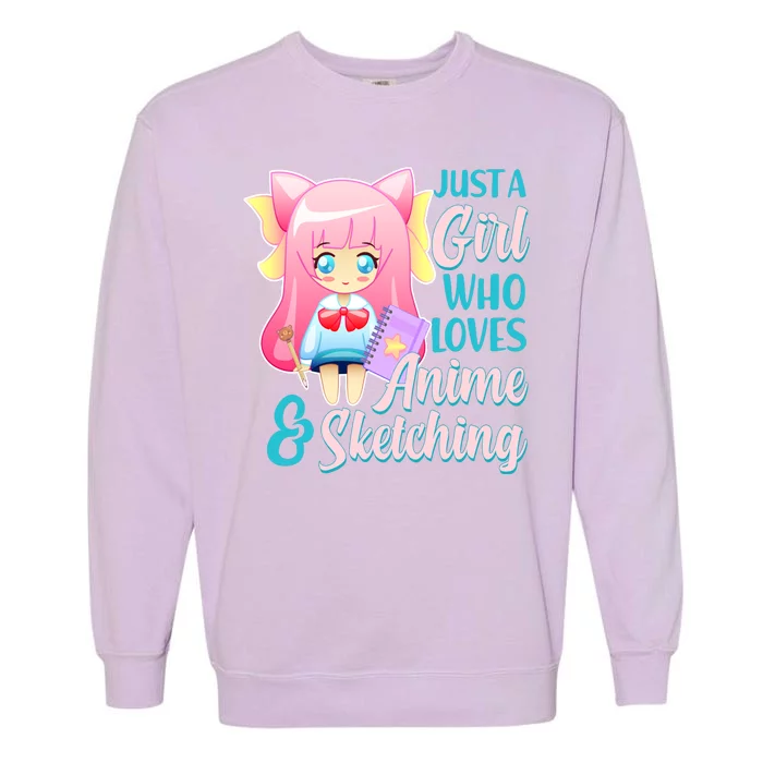 Cute Kawaii Just a Girl Who Loves Anime and Sketching Garment-Dyed Sweatshirt