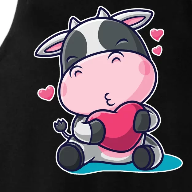 Cute Kawii Cow Hearts Ladies Tri-Blend Wicking Tank