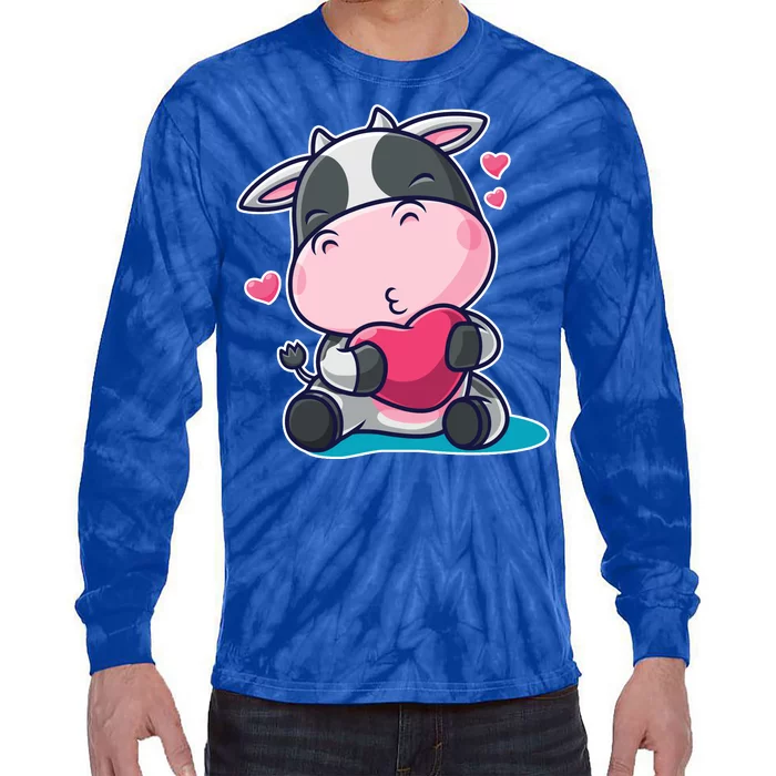 Cute Kawii Cow Hearts Tie-Dye Long Sleeve Shirt