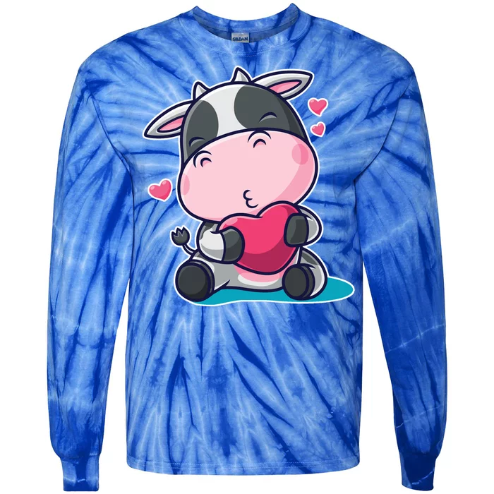 Cute Kawii Cow Hearts Tie-Dye Long Sleeve Shirt