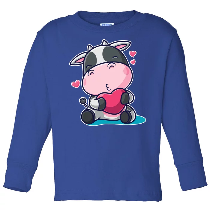 Cute Kawii Cow Hearts Toddler Long Sleeve Shirt