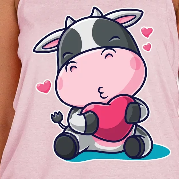 Cute Kawii Cow Hearts Women's Knotted Racerback Tank