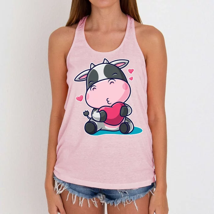 Cute Kawii Cow Hearts Women's Knotted Racerback Tank