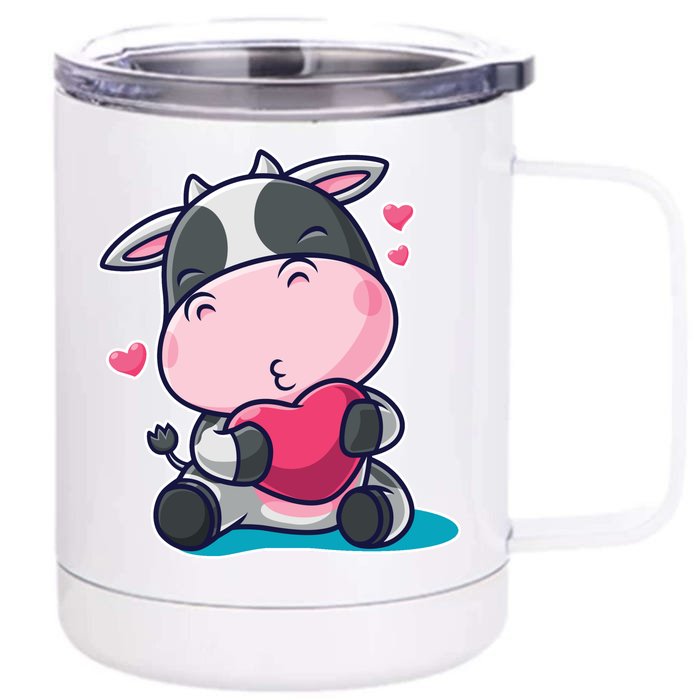 Cute Kawii Cow Hearts Front & Back 12oz Stainless Steel Tumbler Cup