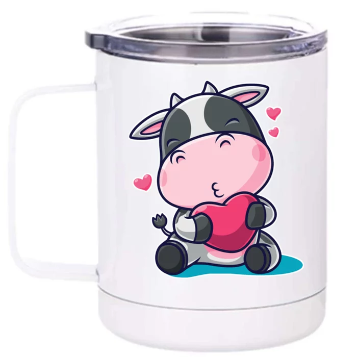 Cute Kawii Cow Hearts Front & Back 12oz Stainless Steel Tumbler Cup