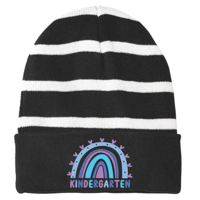 Cute Kindergarten Rainbow Striped Beanie with Solid Band