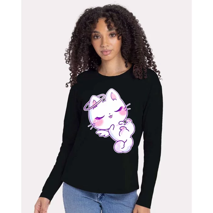 Cute Kitten Angel Womens Cotton Relaxed Long Sleeve T-Shirt