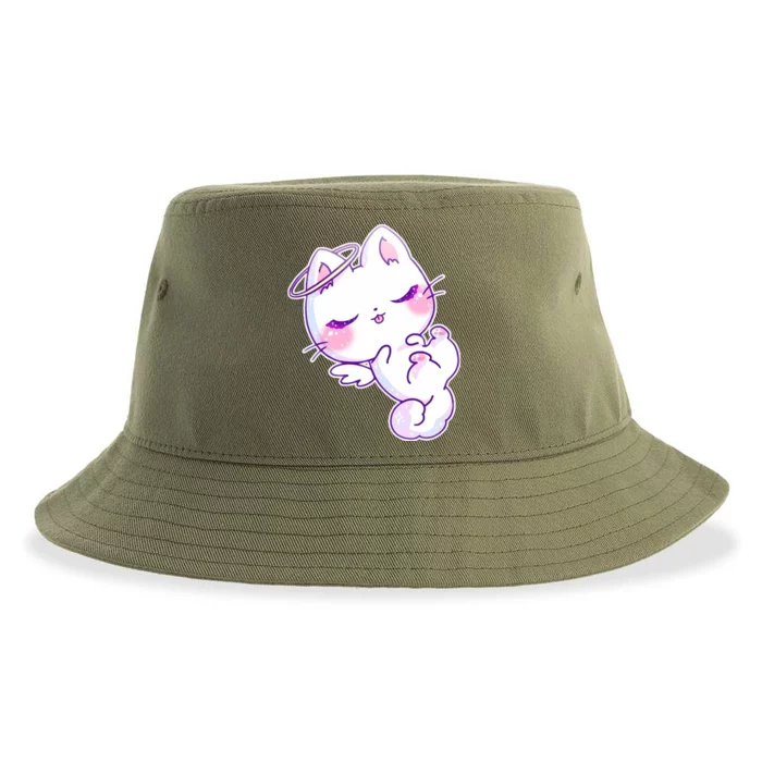 Cute Kitten Angel Sustainable Bucket Hat