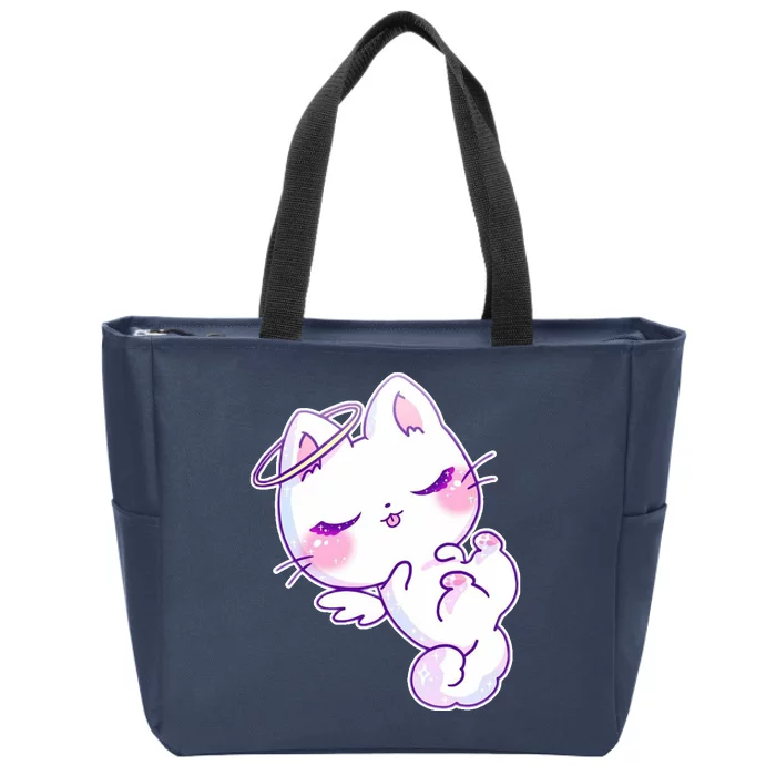 Cute Kitten Angel Zip Tote Bag