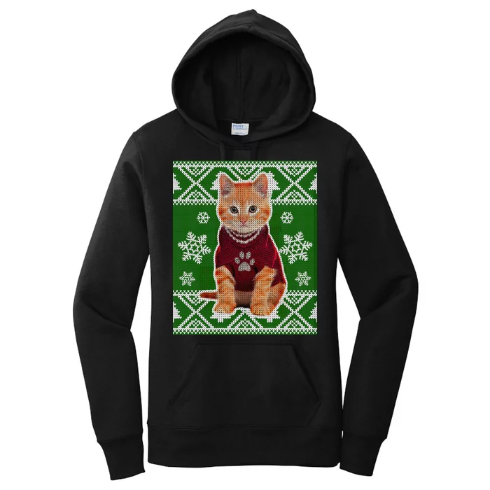 Cute Kitten Ugly Christmas Women's Pullover Hoodie