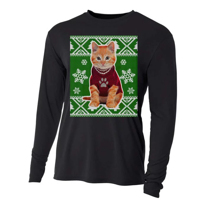 Cute Kitten Ugly Christmas Cooling Performance Long Sleeve Crew