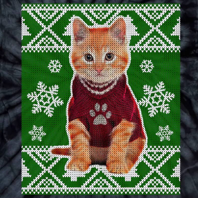 Cute Kitten Ugly Christmas Tie-Dye T-Shirt