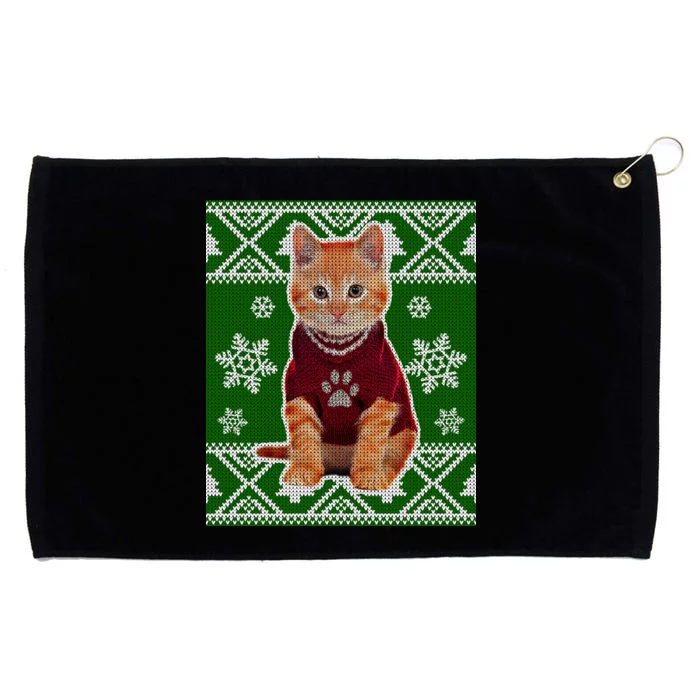 Cute Kitten Ugly Christmas Grommeted Golf Towel