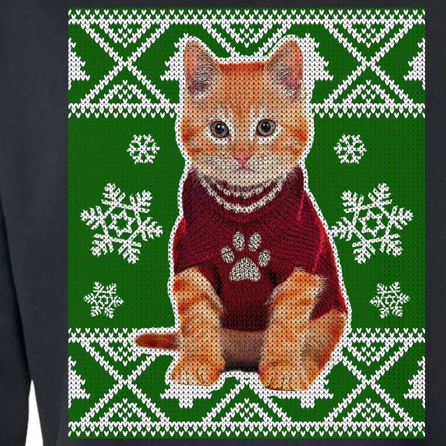 Cute Kitten Ugly Christmas Cropped Pullover Crew