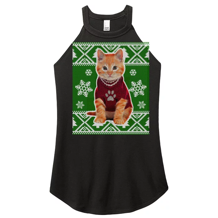 Cute Kitten Ugly Christmas Women’s Perfect Tri Rocker Tank