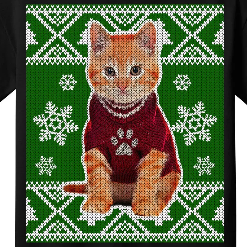 Cute Kitten Ugly Christmas Kids T-Shirt