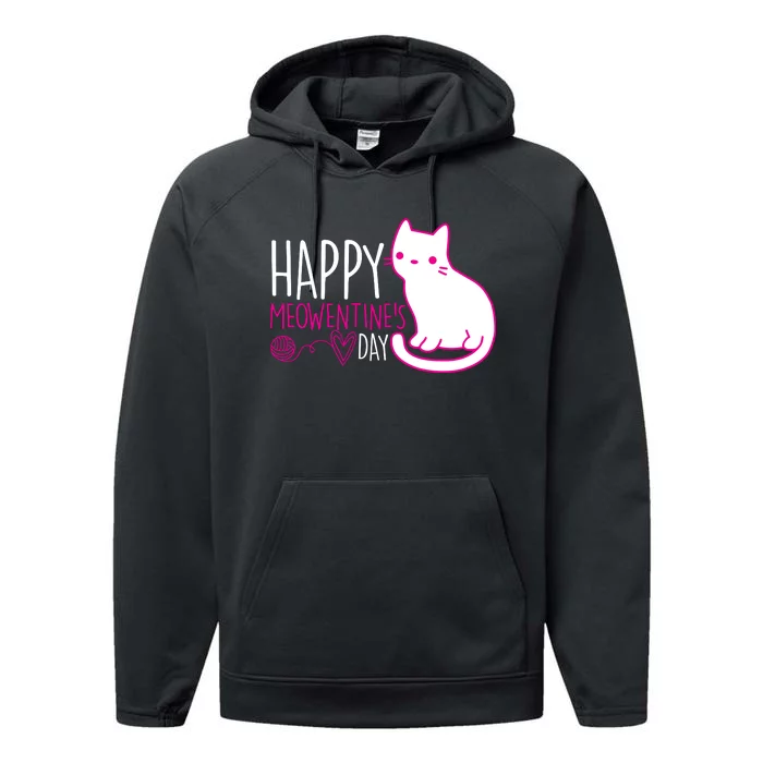 Cute Kitty Cat Valentines Day Meowtines Performance Fleece Hoodie