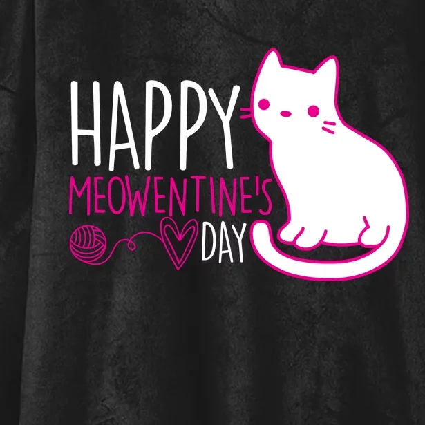 Cute Kitty Cat Valentines Day Meowtines Hooded Wearable Blanket